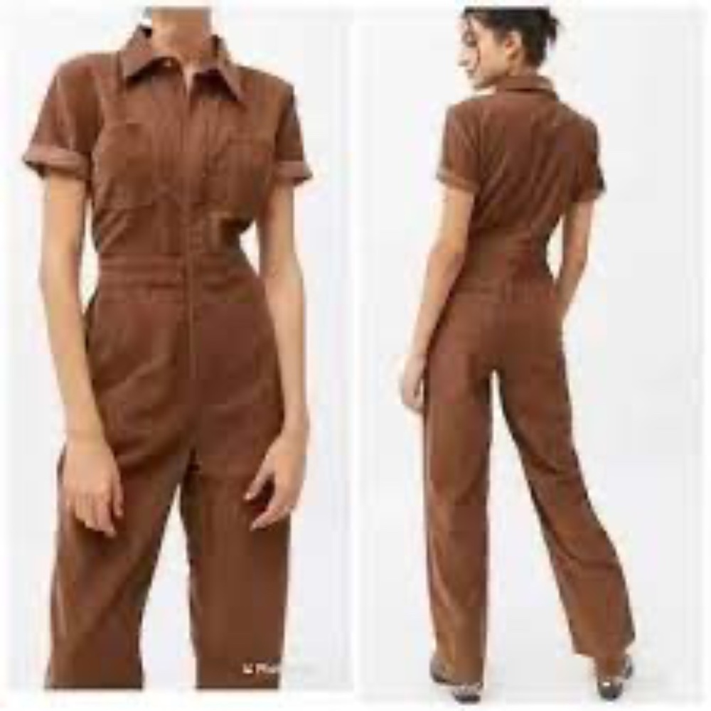 Urban Outfitters BDG Women Parker Brown Coverall Corduroy Jumpsuit M